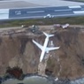 Самолёт застрявший на краю обрыва в Турции, попал на видео