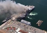 Крупный пожар на военном корабле в Калифорнии, пострадало больше 20 человек